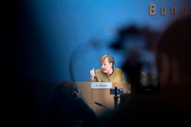 Angela Merkel Coronavirus DEU, Deutschland, Germany, Berlin, 21 01 2021 Chancellor Angela Merkel during a press call at the Federal Press Conference Federal Press Conference concerning the Covid 19 situation of the spread of novel coronavirus in Berlin, Germa