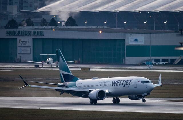 January 21, 2021, Richmond, BC, Canada: A WestJet Airlines Boeing 737 Max aircraft arrives at Vancouver International Airport in Richmond, B.C., on Thursday, January 21, 2021. The flight from Calgary is the first commercial Boeing 737 Max flight in Canada since the aircraft was grounded worldwide in 2019 following two deadly crashes. Transport Canada lifted its grounding order for the Max on Wednesday after approving design changes to the plane and requiring pilots to undergo additional training. Richmond Canada  - ZUMAc35_ 20210121_zaf_c35_016 Copyright: xDarrylxDyckx