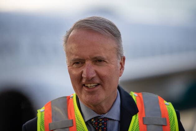 January 21, 2021, Richmond, BC, Canada: WestJet Airlines President and CEO Edward Sims responds to questions after arriving at Vancouver International Airport on one of the company s Boeing 737 Max aircraft, in Richmond, B.C., on Thursday, January 21, 2021. The flight from Calgary was the first commercial Boeing 737 Max flight in Canada since the aircraft was grounded worldwide in 2019 following two deadly crashes. Transport Canada lifted its grounding order for the Max on Wednesday after approving design changes to the plane and requiring pilots to undergo additional training. Richmond Canada  - ZUMAc35_ 20210121_zaf_c35_031 Copyright: xDarrylxDyckx