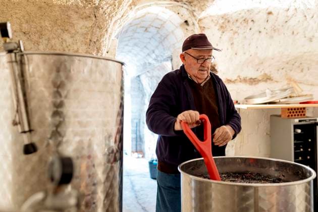 Senior male winemaker preparing wine at winery model released Symbolfoto property released EGAF01265