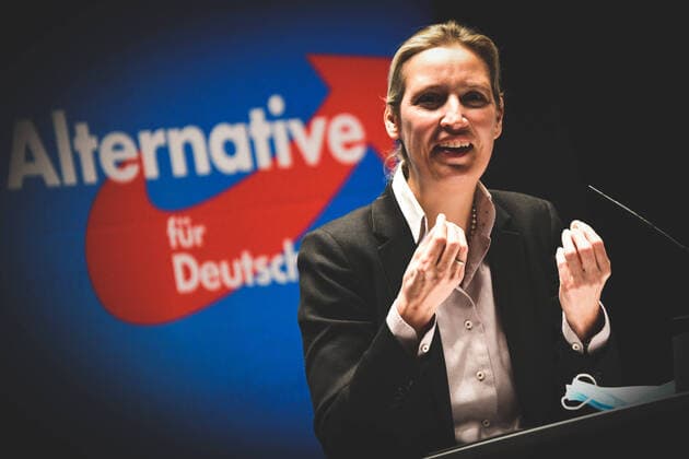 Election campaign AfD Alice Weidel, 24 01 2021 Baden Württemberg, Schwäbisch Gmünd Dr Alice Weidel, parliamentary group leader of the AfD in the Bundestag, gives a speech during an election campaign event of the Alternative für Deutschland AfD at the Congress Centrum Stadtgarten in Schwäbisch Gmünd Schwäbisch Gmünd Baden Württemberg Germany Schwäbisch Gmünd Copyright: x xonw-imagesx xMariusxBullingx