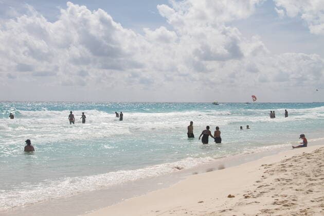 Movement of People at Chacmool Beach in Cancun amid COVID-19. (INT) Movement of People at Chacmool Beach in Cancun amid COVID-19. January 24, 2021, Cancun, Mexico: People having fun at Chacmool beach in Cancun amid COVID-19. People are seen surfing , practicing sports and enjoying the hot weather and most of the people aren™t using masks . Credit: Niyi Fote Thenews2. Movement of People at Chacmool Beach in Cancun amid COVID-19.  Copyright: xNiyixFotex