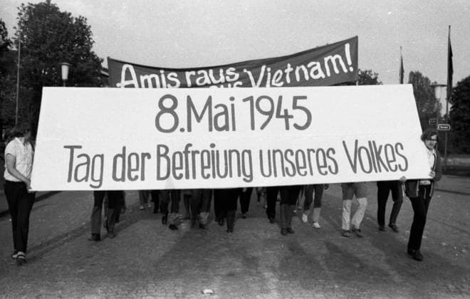 Leftists and the peace movement celebrated May 8, 1966 in Duesseldorf with a demonstration as Liberation Day NRW