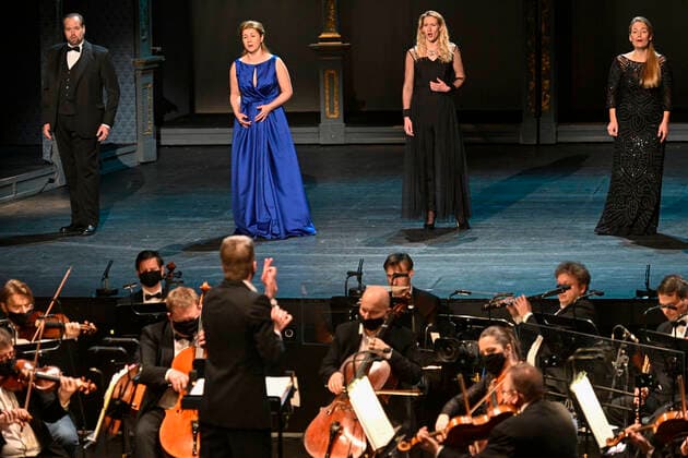 General rehearsal before the live Czech Television broadcast of the Mozart s Birthday 2021 concert at the Estates Theatre in Prague, Czech Republic, January 27, 2021. Due to the governmental restrictions, the concert will be performed without spectators. The concert will present selected highlights of Mozart’s operas Idomeneo and Le clemenza di Tito. (CTKxPhoto MichalxKamaryt) CTKPhotoP202101270743301  kmt 9