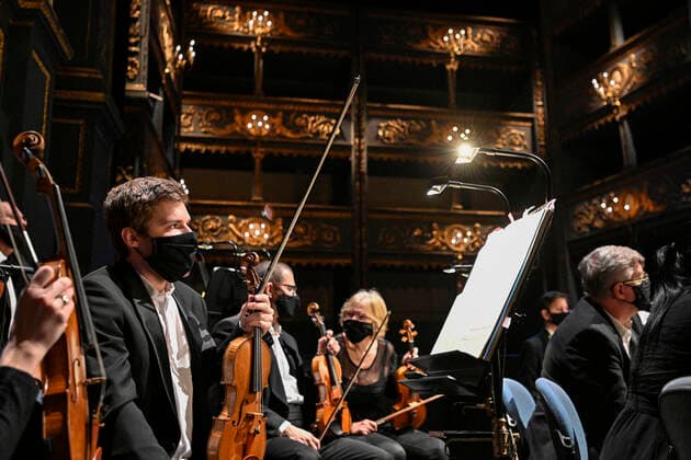 General rehearsal before the live Czech Television broadcast of the Mozart s Birthday 2021 concert at the Estates Theatre in Prague, Czech Republic, January 27, 2021. Due to the governmental restrictions, the concert will be performed without spectators. The concert will present selected highlights of Mozart’s operas Idomeneo and Le clemenza di Tito. (CTKxPhoto MichalxKamaryt) CTKPhotoP202101270743501  kmt 7