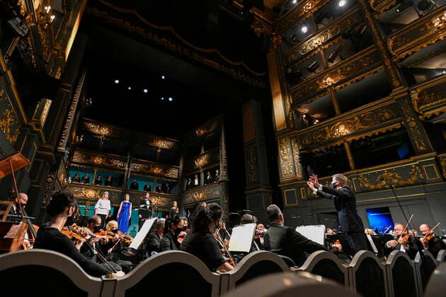 General rehearsal before the live Czech Television broadcast of the Mozart s Birthday 2021 concert at the Estates Theatre in Prague, Czech Republic, January 27, 2021. Due to the governmental restrictions, the concert will be performed without spectators. The concert will present selected highlights of Mozart’s operas Idomeneo and Le clemenza di Tito. (CTKxPhoto MichalxKamaryt) CTKPhotoP202101270743601  kmt 4