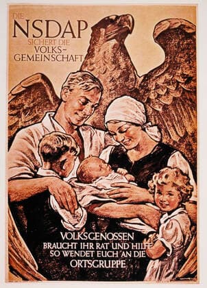 Family in Front of Eagle, Nazi Party (NSDAP) Political Poster, Germany, 1936  Copyright: xJTxVintagex xGlasshousexImagesx jtv005453