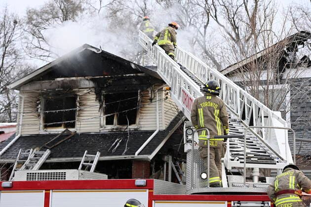 January 29, 2021, Toronto, on, Canada: Firefighters work to put out a house fire in Toronto, Friday, Jan.29, 2021. Fire ripped through an east-end Toronto home early Friday killing four people and injuring several others. Toronto Canada  - ZUMAc35_ 20210129_zaf_c35_001 Copyright: xThexCanadianxPressx