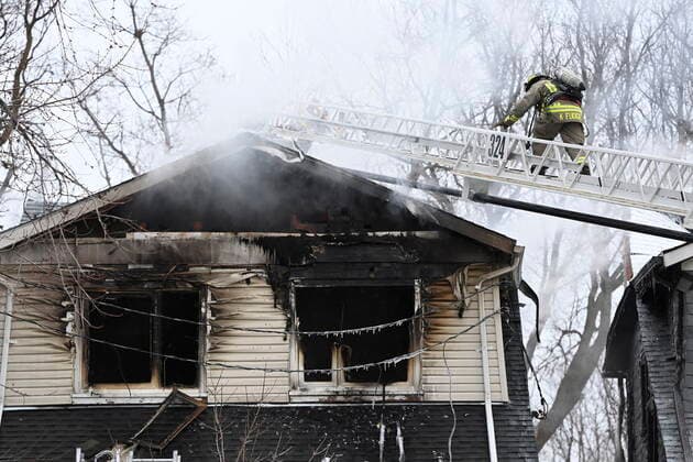January 29, 2021, Toronto, on, Canada: Firefighters work to put out a house fire in Toronto, Friday, Jan.29, 2021. Fire ripped through an east-end Toronto home early Friday killing four people and injuring several others. Toronto Canada  - ZUMAc35_ 20210129_zaf_c35_006 Copyright: xThexCanadianxPressx