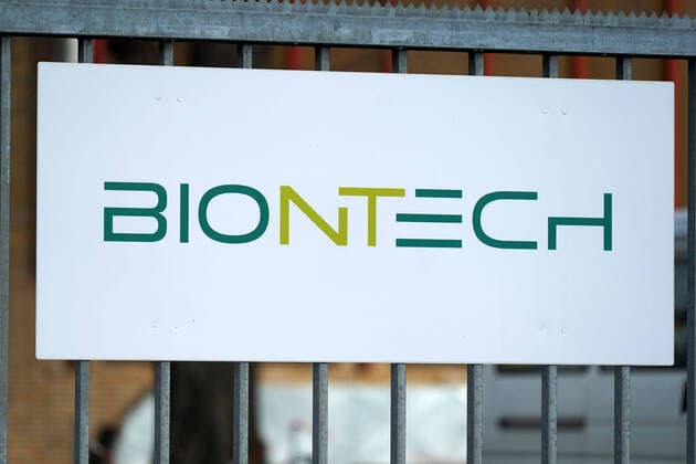 Company Biontech in Mainz, headquarters, Corona, COVID 19, vaccine, German biotechnology companies, Biontech firma Schild,