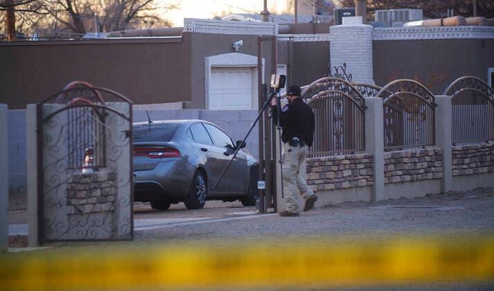 February 1, 2021, Albuquerque, NEW MEXICO, USA: 020121.Albuquerque Police and BCSO investigate a fatal deputy involved shooting at Atrisco and San Ygnacio SW .Photographed on Monday February 1, 2021. Albuquerque USA - ZUMAab1_ 20210201_zaf_ab1_001 Copyright: xAdolphexPierre-Louis Journalx