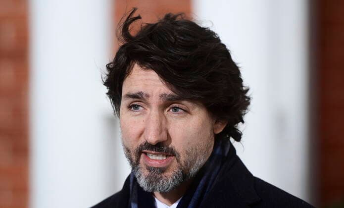 Kanada, Justin Trudeau Pressekonferenz in Ottawa February 2, 2021, Ottawa, on, Canada: Prime Minister Justin Trudeau holds a press conference at Rideau Cottage in Ottawa on Tuesday, Feb. 2, 2021., to provide an update on the COVID-19 pandemic. Ottawa Canada  - ZUMAc35_ 20210202_zaf_c35_007 Copyright: xSeanxKilpatrickx