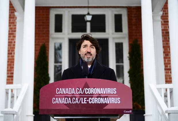 Kanada, Justin Trudeau Pressekonferenz in Ottawa February 2, 2021, Ottawa, on, Canada: Prime Minister Justin Trudeau holds a press conference at Rideau Cottage in Ottawa on Tuesday, Feb. 2, 2021., to provide an update on the COVID-19 pandemic. Ottawa Canada  - ZUMAc35_ 20210202_zaf_c35_011 Copyright: xSeanxKilpatrickx