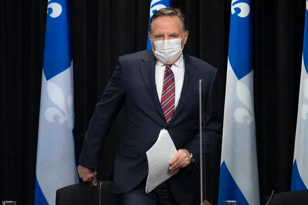 February 2, 2021, Quebec, PQ, Canada: Quebec Premier Francois Legault arrives at a news conference on the COVID-19 pandemic, Tuesday, February 2, 2021 at the legislature in Quebec City. Quebec Canada  - ZUMAc35_ 20210202_zaf_c35_049 Copyright: xJacquesxBoissinotx