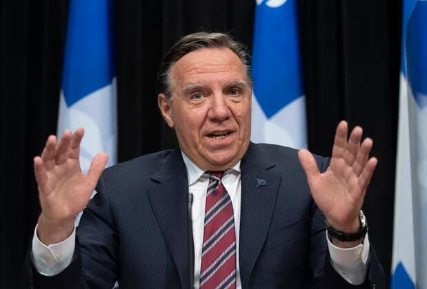 February 2, 2021, Quebec, PQ, Canada: Quebec Premier Francois Legault outlines new measures during a news conference on the COVID-19 pandemic, Tuesday, February 2, 2021 at the legislature in Quebec City. Quebec Canada  - ZUMAc35_ 20210202_zaf_c35_051 Copyright: xJacquesxBoissinotx