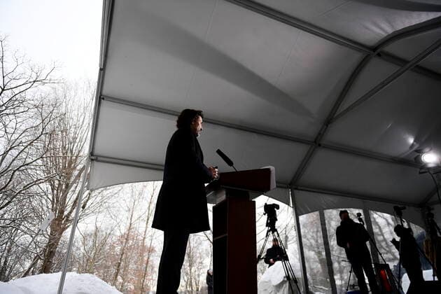 February 5, 2021, Ottawa, on, Canada: Prime Minister Justin Trudeau holds a news conference at Rideau Cottage in Ottawa on Friday, Feb. 5, 2021. Ottawa Canada  - ZUMAc35_ 20210205_zaf_c35_021 Copyright: xSeanxKilpatrickx