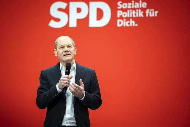 Olaf Scholz, SPD candidate for chancellor, recorded at the SPD annual kick-off meeting of the party executive Future for You Social Digital Climate Neutral Berlin, 07 02 2021 Berlin Germany Copyright: xJaninexSchmitz photothek.dex