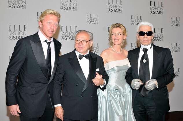 Mercedes fashion week Boris Becker + Hubert Burda + Maria Furtwaengler und Karl Lagerfeld bei der Elle Fashion Star 2008 in der Tempodrom anlaesslich der Mercedes-Benz Fashionweek 2008 Berlin fashion week Copyright: IMAGO. Farrr Datum: 19.07.2008 IMAGO. Fotoagentur Berlin Henry H. Herrmann *** Mercedes fashion week Boris Becker Hubert Burda Maria Furtwaengler and Karl Lagerfeld at the Elle Fashion Star 2008 in the Tempodrom on the occasion of the Mercedes Benz Fashionweek 2008 Berlin fashion week Copyright IMAGO Farrr Date 19 07 2008 IMAGO Fotoagentur Berlin Henry H Herrmann Copyright: xEventpressxFarrx