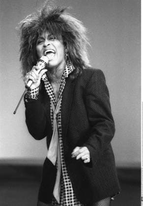 Tina Turner singer 03 85 vZ Tina Turner on 30 March 1985 in Wetten, dass ZDF from Innsbruck TV television television show live performance singing stage USA american american female singing soul pop us american female singer high half standing singing bw