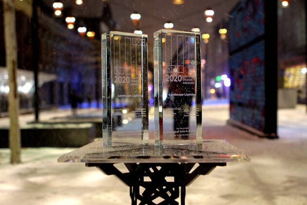 DNIPRO, UKRAINE - FEBRUARY 8, 2021 - The trophies of the LIT Design Awards 2020 claimed by the lighting project of Korolenka Street in the Landscape Lighting category are pictured in Dnipro, central Ukraine. Dnipro wins LIT Design Awards 2020  Copyright: xMykolaxMiakshykovx