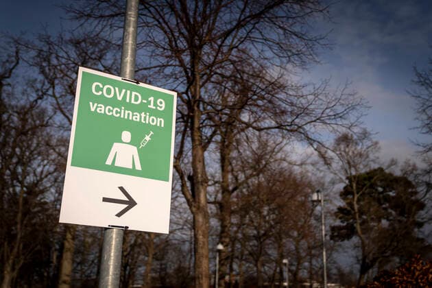 The Capital Region of Denmark opens new COVID 19 vaccination center in Idraets Fritidscenter Vejledalen in Ishoej, Tuesday 9 February 2021, Ishoej Denmark  Copyright: RitzauxScanpix MadsxClausxRasmussenx cop103 spdk20210209-110659-L