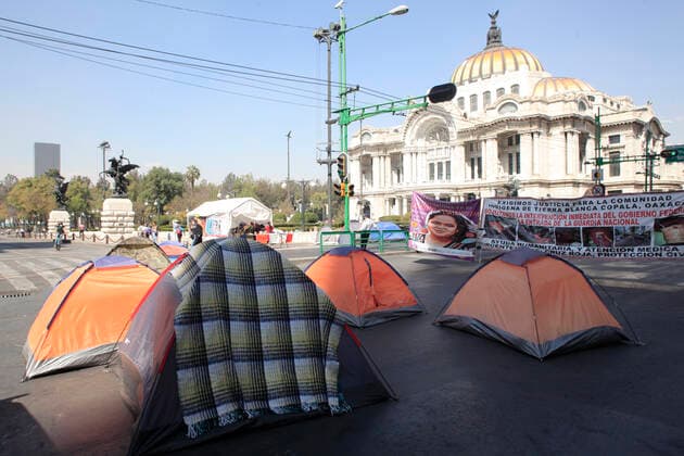 February 9, 2021, Mexico City, Mexico City, Mexico: Demonstrators set up tents in front of the Palacio de Bellas Artes to protest against the gender violence in Mexico on February 9, 2021 in Mexico City, Mexico Mexico City Mexico - ZUMAe321 20210209_zia_e321_038 Copyright: xAngelxMoralesxRizox