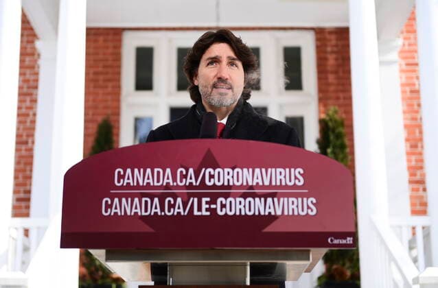 February 12, 2021, Ottawa, on, Canada: Prime Minister Justin Trudeau holds a press conference at Rideau Hill Ottawa on Friday, Feb. 12, 2021, to provide an update on the COVID-19 pandemic. Ottawa Canada  - ZUMAc35_ 20210212_zaf_c35_006 Copyright: xSeanxKilpatrickx