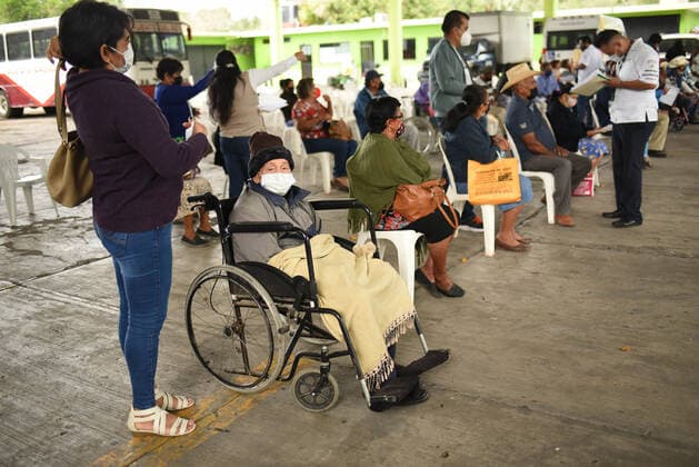 February 15, 2021: Adults over 60 years of age receive the first dose of the COVID-19 vaccine in the population of Puente Nacional , one of the most vulnerable in the state - ZUMAqp1_ 20210215_zip_qp1_015 Copyright: xHectorxAdolfoxQuintanarxPerezx