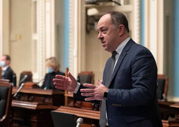 February 16, 2021, QUEBEC, PQ, Canada: Quebec Health Minister Christian Dube responds to the Opposition during question period Tuesday, February 16, 2021 at the legislature in Quebec City. QUEBEC Canada  - ZUMAc35_ 20210216_zaf_c35_046 Copyright: xJacquesxBoissinotx