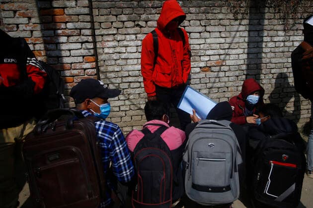 February 17, 2021, Kathmandu, Nepal: People wait in queue for countless hours for an interview to work in gulf countries in a free visa in Kathmandu, Nepal on Wednesday, February 16, 2021. Kathmandu Nepal - ZUMAg200 20210217_zap_g200_001 Copyright: xSkandaxGautamx
