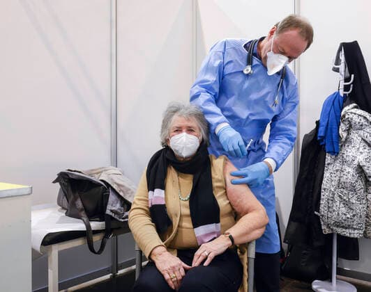 Essen, North Rhine-Westphalia, Germany Vaccination start at Corona Vaccination Center Essen, first to be vaccinated are people living at home aged 80 and over Essen North Rhine-Westphalia Germany
