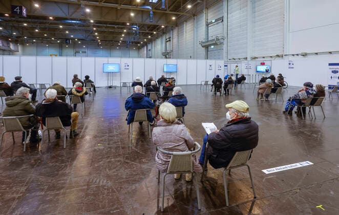 Essen, North Rhine-Westphalia, Germany Vaccination start at Corona Vaccination Center Essen, first to be vaccinated are people living at home aged 80 and over Essen North Rhine-Westphalia Germany