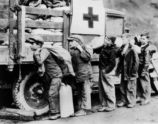 Young Boys, all Drought Victims in isolated Mountain Community, receiving Food Orders from American Red Cross, Floyd County, Kentucky, USA, Lewis Wickes Hine, American National Red Cross Collection, 1930  Copyright: xCircaxImagesx ghi-circa09171