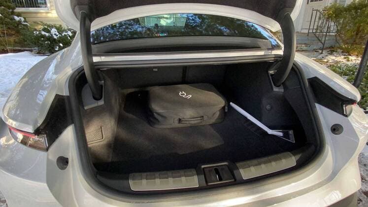 February 18, 2021, USA: The 2021 Porsche Taycan s rear trunk has 14.3 cubic feet of space. USA - ZUMAm67_ 20210218_zaf_m67_019 Copyright: xMarkxPhelan DetroitxFreexPressx