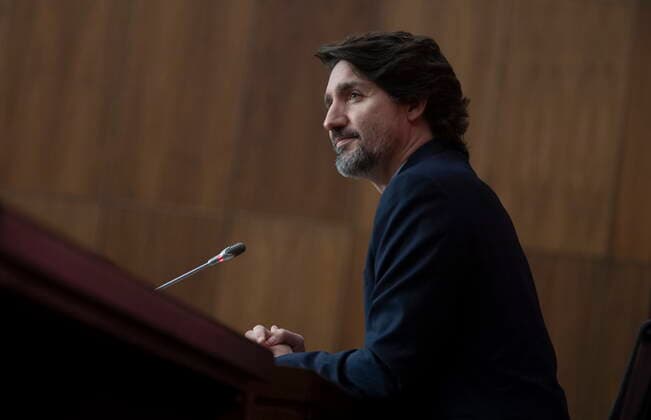 February 19, 2021, Ottawa, on, Canada: Prime Minister Justin Trudeau listens to a question during a news conference in Ottawa, Friday, Feb. 19, 2021. Ottawa Canada  - ZUMAc35_ 20210219_zaf_c35_012 Copyright: xAdrianxWyldx