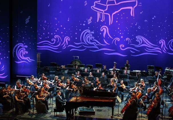 IRKUTSK, RUSSIA - FEBRUARY 19, 2021: Russian pianist Denis Matsuev performs during the opening of the Stars on Baikal International Music Festival at Zagursky Music Theatre. The festival is the first large-scale cultural event in the region since the lifting of COVID-19 restrictions. Alexei Kushnirenko TASS  TS0F7449