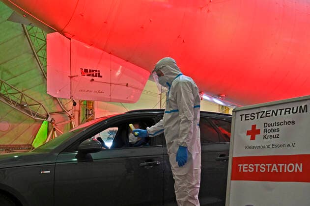 19 02 21, Essen Muelheim, North Rhine-Westphalia, Ruhr Area, Germany Antigen rapid test in the airship hang