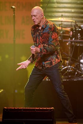 MIDNIGHT OIL MAKARRATA LIVE SYDNEY, Peter Garrett performs with Midnight Oil during a warm-up show ahead of their Makarrata Project tour, at the Enmore Theatre, in Sydney, Thursday, February 25, 2021. ( NO ARCHIVING, EDITORIAL USE ONLY, NO USE IN BOOKS WITHOUT CONSENT SYDNEY NSW AUSTRALIA  Copyright: xDANxHIMBRECHTSx 20210225001523163712