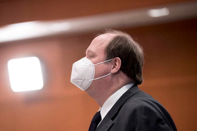 Helge Braun, Cabinet DEU, Germany, Germany, Berlin, 24 02 2021 Helge Braun, head of the Chancellor office CDU, with FFP 2 mask during a cabinet meeting at the chancellor office in Berlin, Germany During the corona crisis the meetings were moved from the cabinet to the larger info room en Helge Braun, head of the C