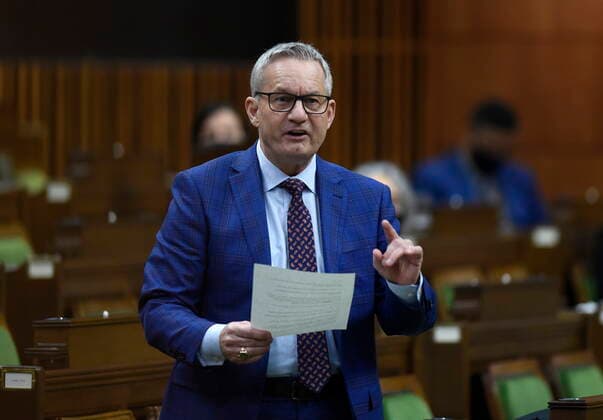 February 25, 2021, Ottawa, on, Canada: Conservative MP Ed Fast rises during Question Period in the House of Commons on Parliament Hill in Ottawa on Thursday, Feb. 25, 2021. Ottawa Canada  - ZUMAc35_ 20210225_zaf_c35_072 Copyright: xJustinxTangx