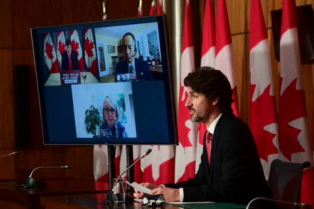 February 26, 2021, Ottawa, on, Canada: Prime Minister Justin Trudeau holds a press conference as he is joined virtually by ministers and Government officials in Ottawa on Friday, Feb. 26, 2021, to provide an update on the COVID-19 pandemic and vaccine roll-out in Canada. Ottawa Canada  - ZUMAc35_ 20210226_zaf_c35_022 Copyright: xSeanxKilpatrickx