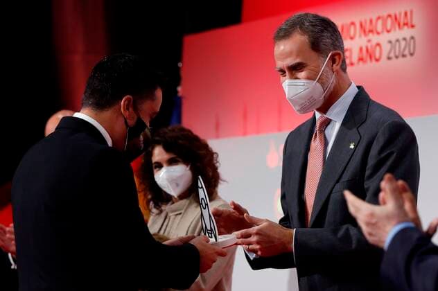 26-02-2021 King Felipe during the National Small and Medium-sized Enterprise of the Year Award 2020 at Santander Bank Headquarters in Madrid, Spain. Â  Copyright: xPPEx
