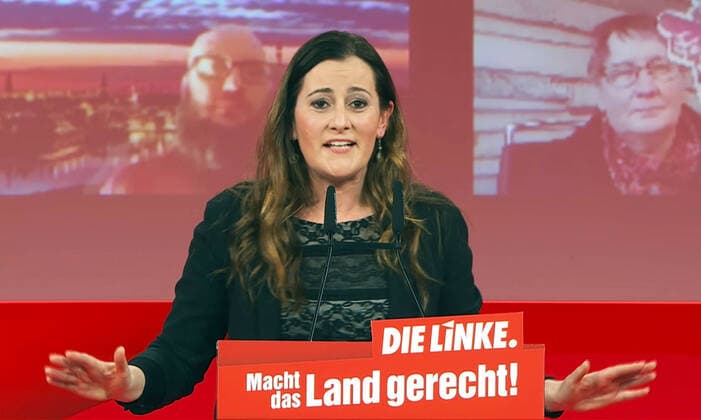 Germany, Berlin, 27 02 2021 Seventh Party Congress The Left Photo Janine Wissler digital photos of the transmission On 14 March, state elections will take place in Rhineland-Palatinate