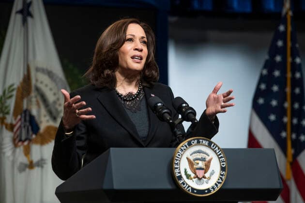 February 27, 2021, Washington, District of Columbia, USA: United States Vice President Kamala Harris delivers remarks at the 40th Annual Black History Month Virtual Celebration hosted by US House Majority Leader Steny Hoyer (Democrat of Maryland) in the South Court Auditorium of the White House in Washington, DC on Saturday, February 27, 2021 Washington USA - ZUMAs152 20210227_zaa_s152_013 Copyright: xRodxLamkeyx-xPoolxViaxCnpx