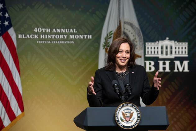 February 27, 2021, Washington, District of Columbia, USA: United States Vice President Kamala Harris delivers remarks at the 40th Annual Black History Month Virtual Celebration hosted by US House Majority Leader Steny Hoyer (Democrat of Maryland) in the South Court Auditorium of the White House in Washington, DC on Saturday, February 27, 2021 Washington USA - ZUMAs152 20210227_zaa_s152_020 Copyright: xRodxLamkeyx-xPoolxViaxCnpx