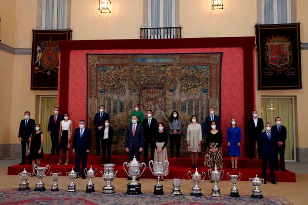02-03-2021 Spain King Felipe and Queen Letizia during the 2018 Spanish national sports award at Pardo palace, in Madrid, Spain. Â  Copyright: xPPEx