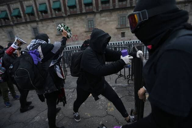 Feminist groups protest against Felix Salgado Macedonio, who is accused of rape and is one of the candidates for governor of the Mexican state of Guerrero, during a march that led to altercations and repression by police, in Mexico City, Mexico, 02 March 2021. The demonstrators demanded that the President of Mexico, Andres Manuel Lopez Obrador and the National Executive Committee (CEN) of the National Regeneration Movement (Morena) party avoid the new participation of Salgado Macedonio in the process of defining the candidacy, which will be dealt with by means of a survey. Feminists protest case of Mexican politician accused of rape !ACHTUNG: NUR REDAKTIONELLE NUTZUNG!  Copyright: xSashenkaxGutierrezx MEX6088 20210302-637503042623490288