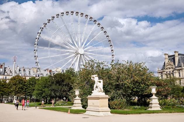 Paris (France): the Jardin des Tuileries botanical garden in the 1st arrondissement (district) Paris (France): the Jardin des Tuileries botanical garden in the 1st arrondissement (district). In the background, the Big wheel Ile de France; Paris 75 Europe; Western Europe; France  Copyright: xBordierxS Andia.frx 374448