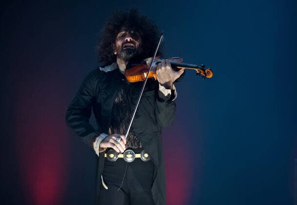 March 7, 2021, Malaga, Spain: Ara Malikian plays his violin during the performance..Armenian-Spanish violinist, Ara Malikian performs at Cervantes theatre in his new musical show Le petite garage , adapted from restrictions and safety measures caused by coronavirus pandemic. Malaga Spain - ZUMAs197 20210307_zaa_s197_123 Copyright: xJesusxMeridax