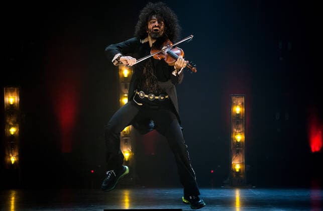 March 7, 2021, Malaga, Spain: Ara Malikian plays his violin during the performance..Armenian-Spanish violinist, Ara Malikian performs at Cervantes theatre in his new musical show Le petite garage , adapted from restrictions and safety measures caused by coronavirus pandemic. Malaga Spain - ZUMAs197 20210307_zaa_s197_129 Copyright: xJesusxMeridax